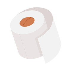 Roll of white three-layer or two-layer toilet paper in a minimalist style. Hygiene product image in flat style