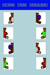 Match the halves of the toys bears. Educational game for children.