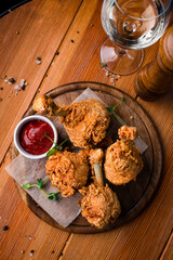 Fried chicken legs and parsley