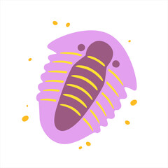 Cute violet trilobite. Vector flat illustration
