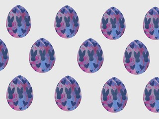 happy easter bunny eggs postcard holiday
