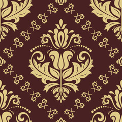Orient vector classic pattern. Seamless abstract background with vintage elements. Orient brown and golden pattern. Ornament for wallpapers and packaging