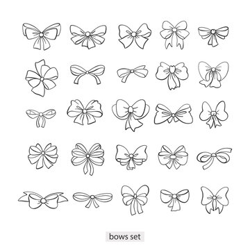 Set of hand drawn bows
