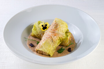 savoy cabbage rolls stuffed with meat and vegetables