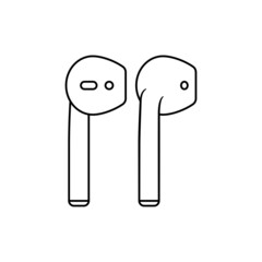 Portable Wireless Earphone Outline Icon Illustration on White Background Suitable for Music, Stereo, Audio Icon