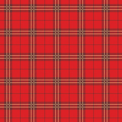 Naklejka premium 赤色タータンチェックのシームレスパターン