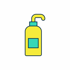Filled outline Bottle of liquid antibacterial soap with dispenser icon isolated on white background. Antiseptic. Disinfection, hygiene, skin care. Vector