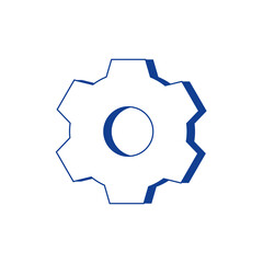 Gear icon in line art. Detail of a mechanism on an isolated white background. Vector stock illustration