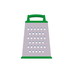 Grater in flat design. Kitchen utensils on an isolated white background. Vector stock illustration