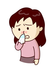 Obraz premium 鼻水が出て辛そうな若い女性