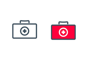 Medical bag icon. Ambulance bag set. Vector illustration
