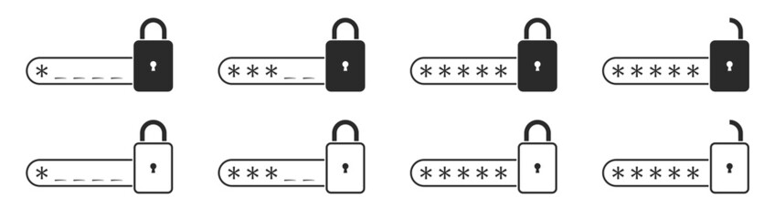 Modern icon depicting a login symbol set. Vector illustration