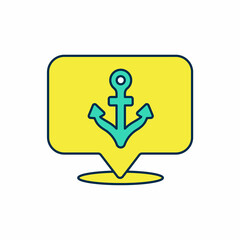 Filled outline Anchor icon isolated on white background. Vector