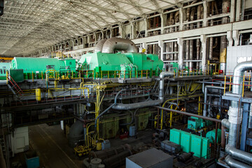 Inside view of a hydroelectric power plant