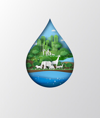 concept of ecology and wolrd water day . - 485493975