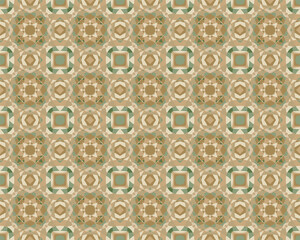 Geometric abstract pattern, dark and grayish shades of green and orange. Seamless vector pattern