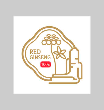 Red ginseng logo emblem pattern background vector image.
