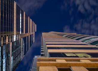 look up to the night sky building city