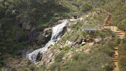 Fototapeta na wymiar Lesmurdie Falls waterfall in the Mundy National Park of Perth, Western Australia.