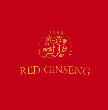 Red ginseng logo emblem pattern background vector image.