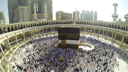 Muslim people praying at Kaaba in Mecca