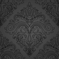 Classic seamless vector pattern. Damask orient black ornament. Classic vintage dark background. Orient pattern for fabric, wallpapers and packaging