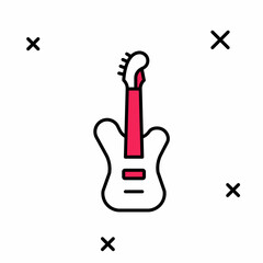 Filled outline Electric bass guitar icon isolated on white background. Vector