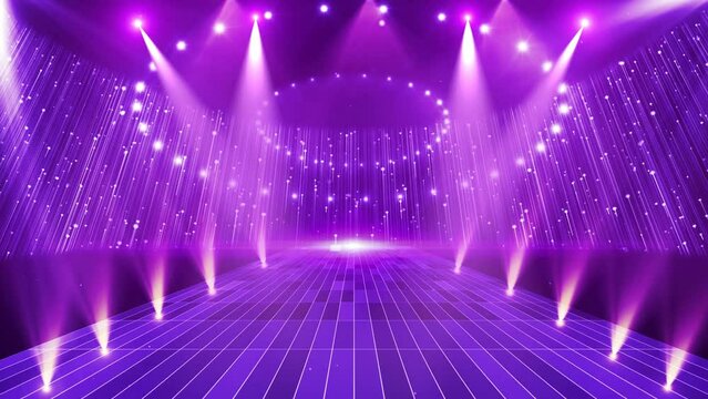 The stage background of the award show with flashing neon lights.