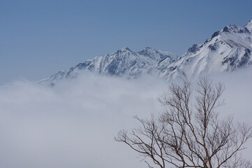 双耳峰の鹿島槍の冬の景色