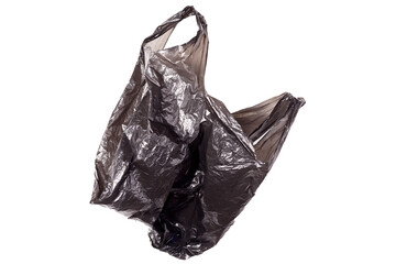 black plastic bag insolated on white background