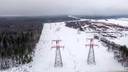 Energy. High voltage wires. Power lines. Electricity. View from above. Electrics. Electric station....