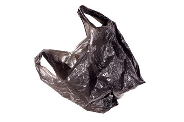 black plastic bag insolated on white background