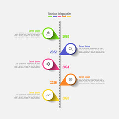 Timeline infographic business abstract background template circle colorful with 5 step