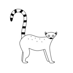 Lemur silhouette, cute cartoon lemur for logo, coloring. Vector illustration of an African animal isolated on white. © Elenglush