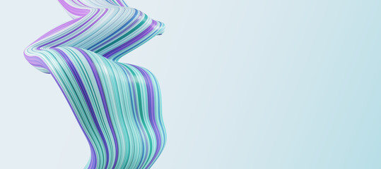 Naklejka premium Abstract wide blue linear cloth pattern on light background with mock up place. Design and texture concept. 3D Rendering.