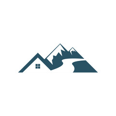 Mountain landscaping home realty logo vector