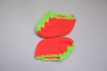 Knitted socks for children handmade from wool