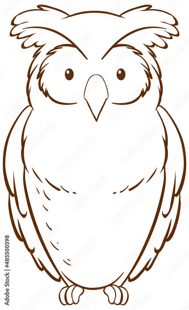 Wall mural owl in doodle simple style on white background