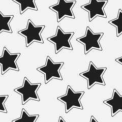 Black stars pattern. Vector seamless stars.