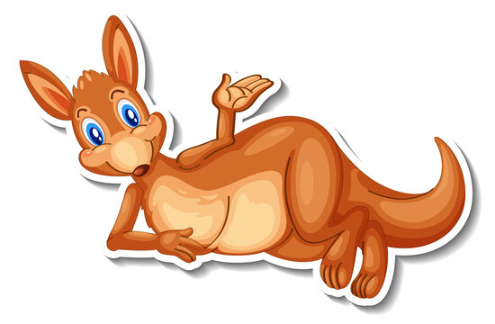 Kangaroo animal cartoon sticker