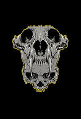 Skull with wolf skull vector illustration