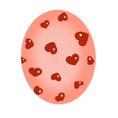 Pink egg with red hearts for Easter hunt