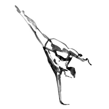 recommend clip art: Ballerina in dance. Ink dancer. Watercolor black on white background.