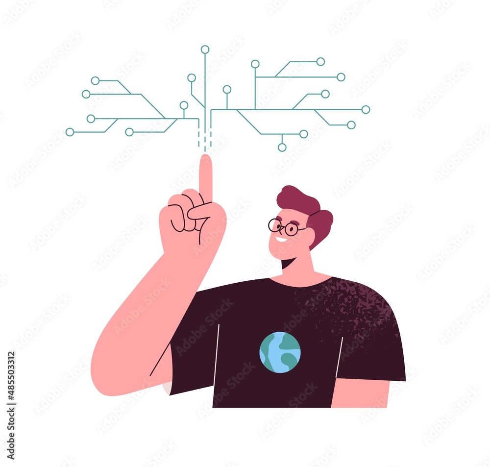 Aufkleber Logic, analysis and structural thinking concept. Business analyst finding connections, building and composing abstract structure, scheme, system. Flat vector illustration isolated on white background