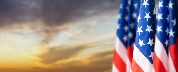 flag of america at sunrise background