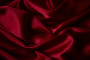Beautiful draped silk fabric in red.