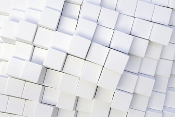 Black and white abstract background with uneven boxes 3D render illustration