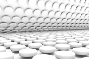 Fototapeta premium Black and white cylinders abstract background 3D render illustration