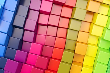 Colorful abstract background with uneven boxes 3D illustration