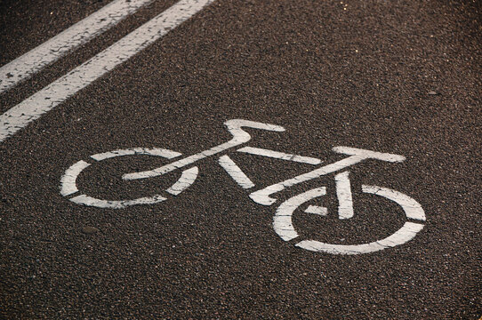 symbol of the bike path is a drawing on the asphalt